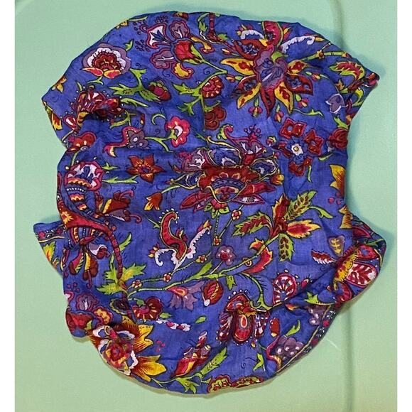 Challis by Berkshire Scarf Made in India Rayon Blue Red Floral Scarf 32" x 32" - Picture 4 of 5